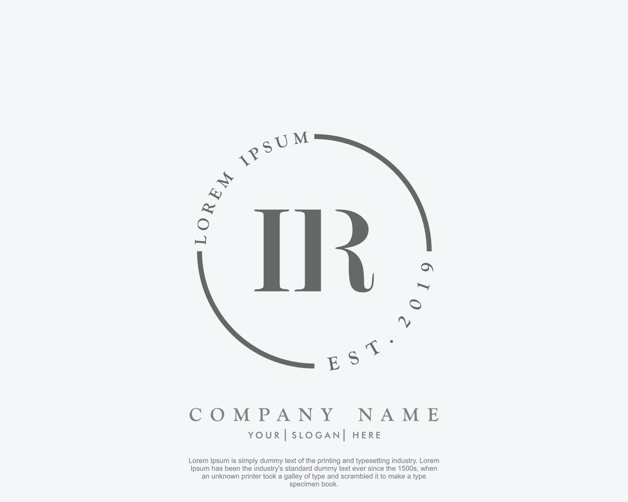 Initial IR Feminine logo beauty monogram and elegant logo design, handwriting logo of initial signature, wedding, fashion, floral and botanical with creative template vector