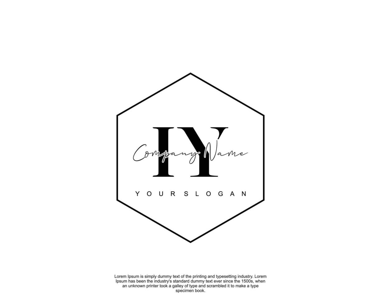 Initial IY Feminine logo beauty monogram and elegant logo design, handwriting logo of initial signature, wedding, fashion, floral and botanical with creative template vector
