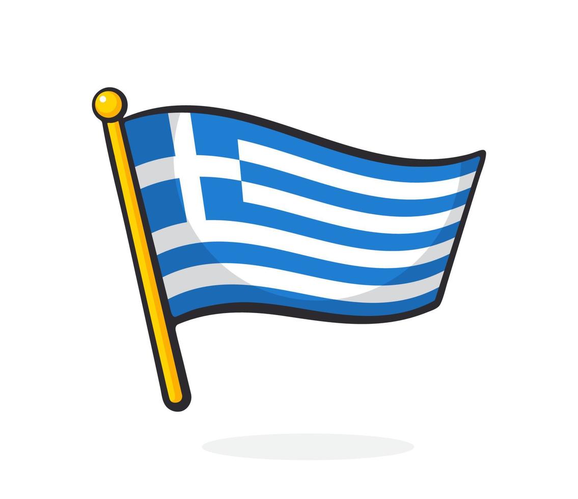 caricatura, ilustración, de, bandera, de, grecia, en, flagstaff vector