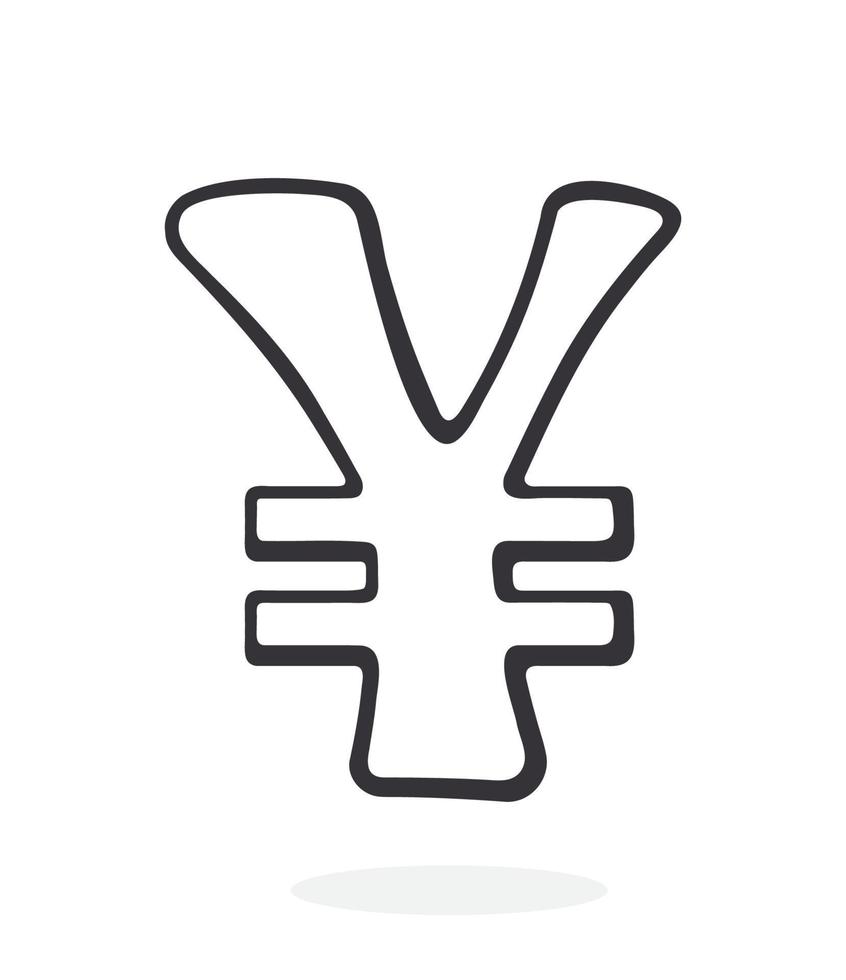 Doodle of yen and yuan sign vector