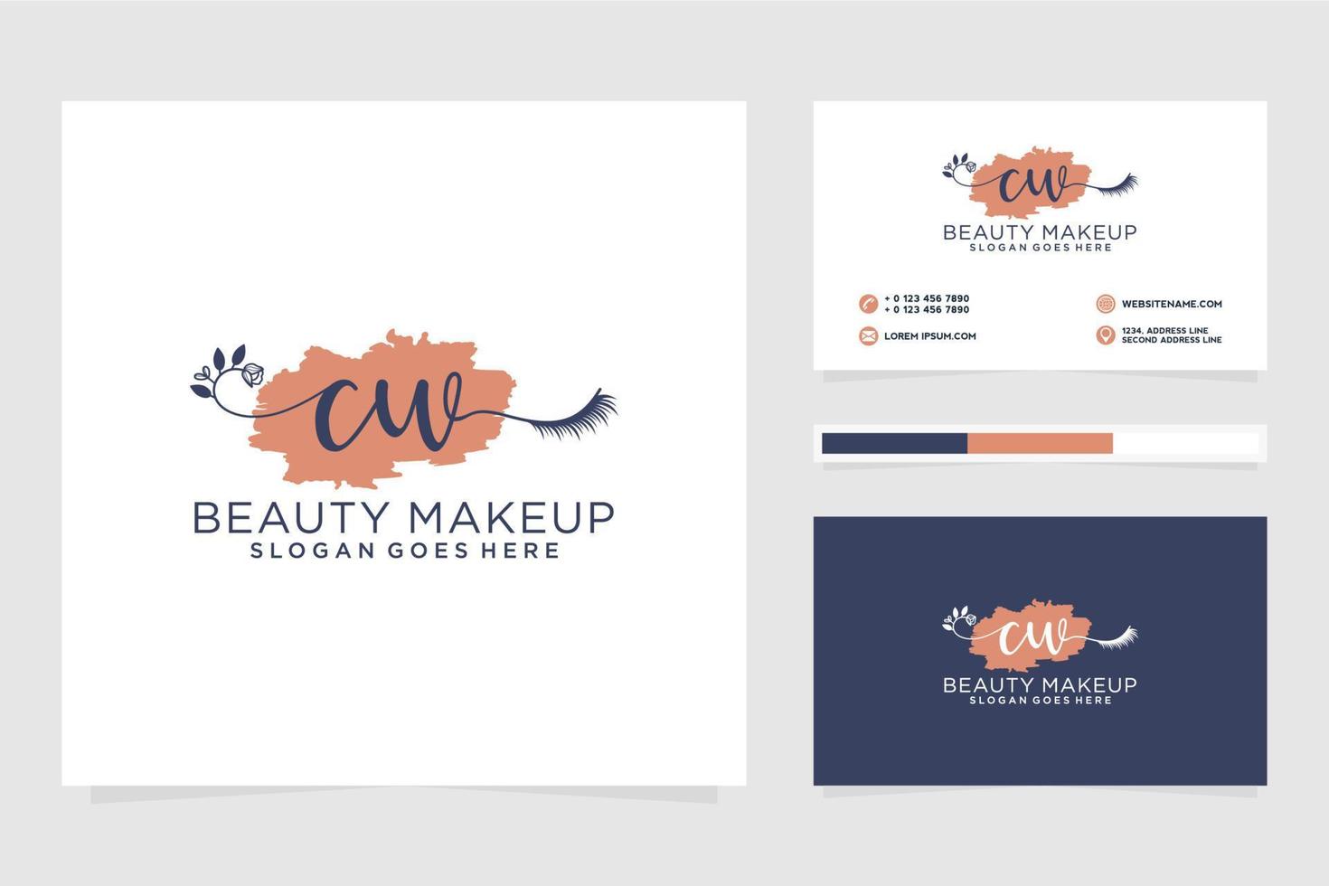 Initial CW Feminine logo collections and business card templat Premium Vector