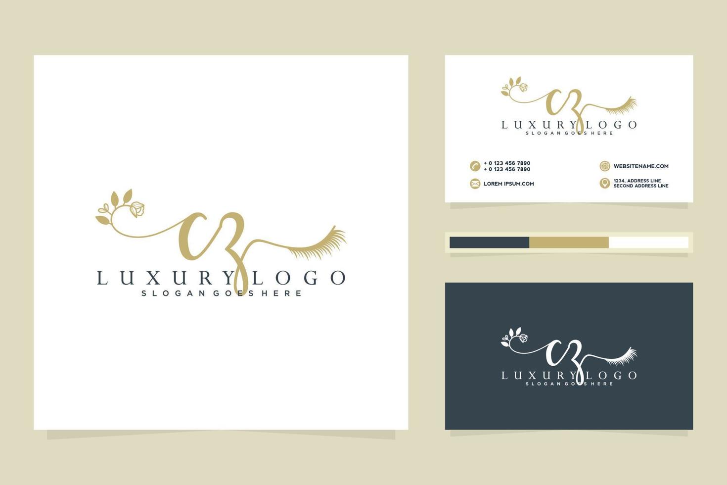 Initial CZ Feminine logo collections and business card templat Premium Vector