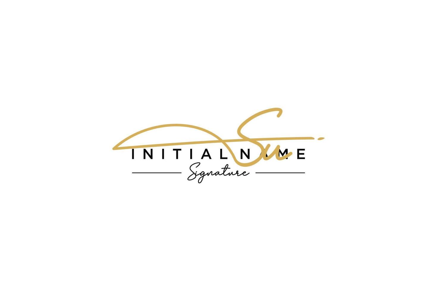 Initial SU signature logo template vector. Hand drawn Calligraphy lettering Vector illustration.