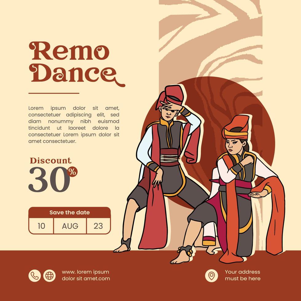 Remo dance from Surabaya east java illustration layout design vector