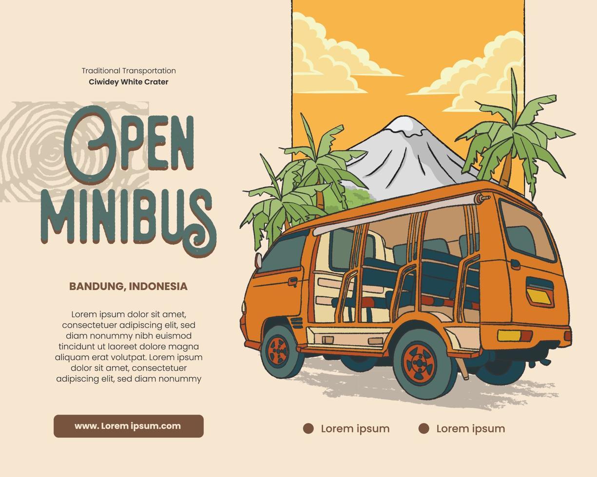 Traditional Transportation Ontang Anting Sundanese West Java illustration for Poster tourism promo idea vector