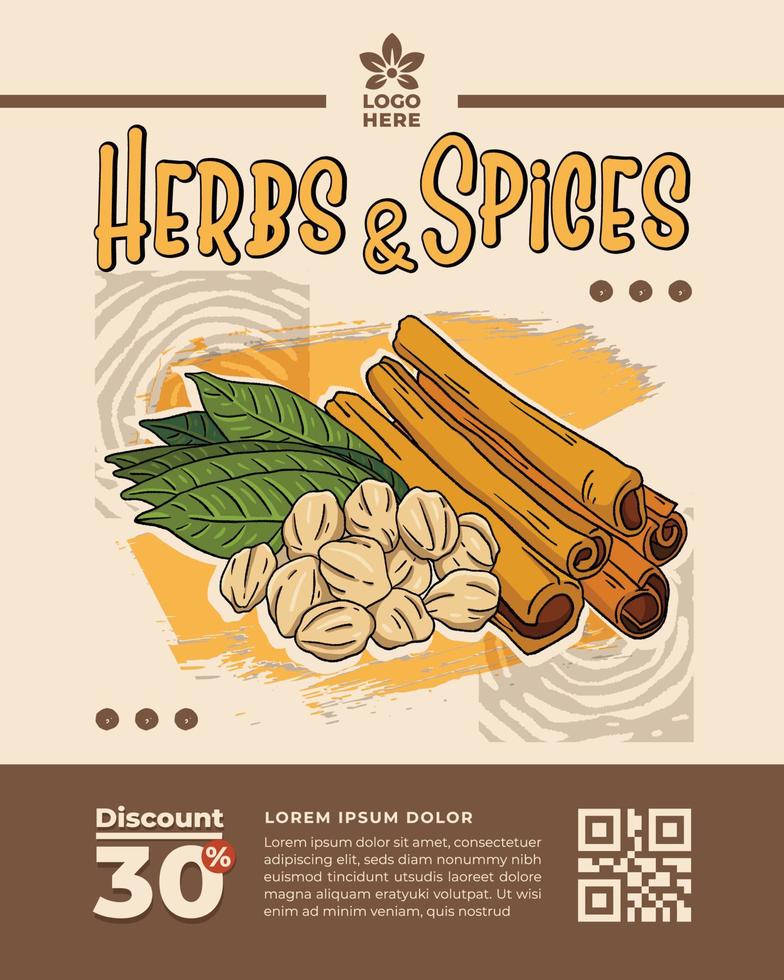Herb and Spices poster template with ethnic vibes for herbal drink