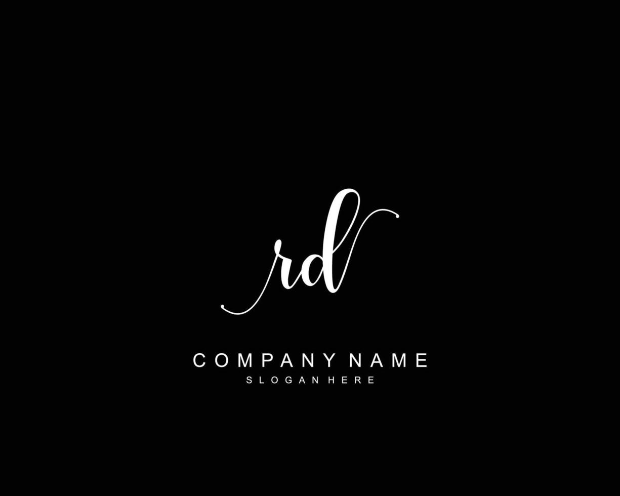 monograma de belleza rd inicial y diseño de logotipo elegante, logotipo de escritura a mano de firma inicial, boda, moda, floral y botánica con plantilla creativa. vector