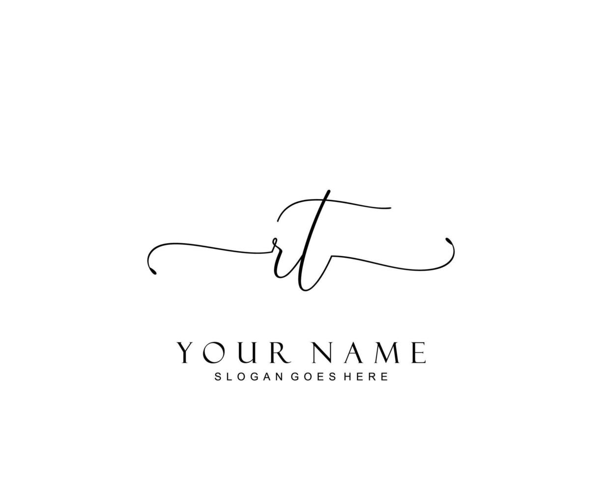 Initial RT beauty monogram and elegant logo design, handwriting logo of initial signature, wedding, fashion, floral and botanical with creative template. vector