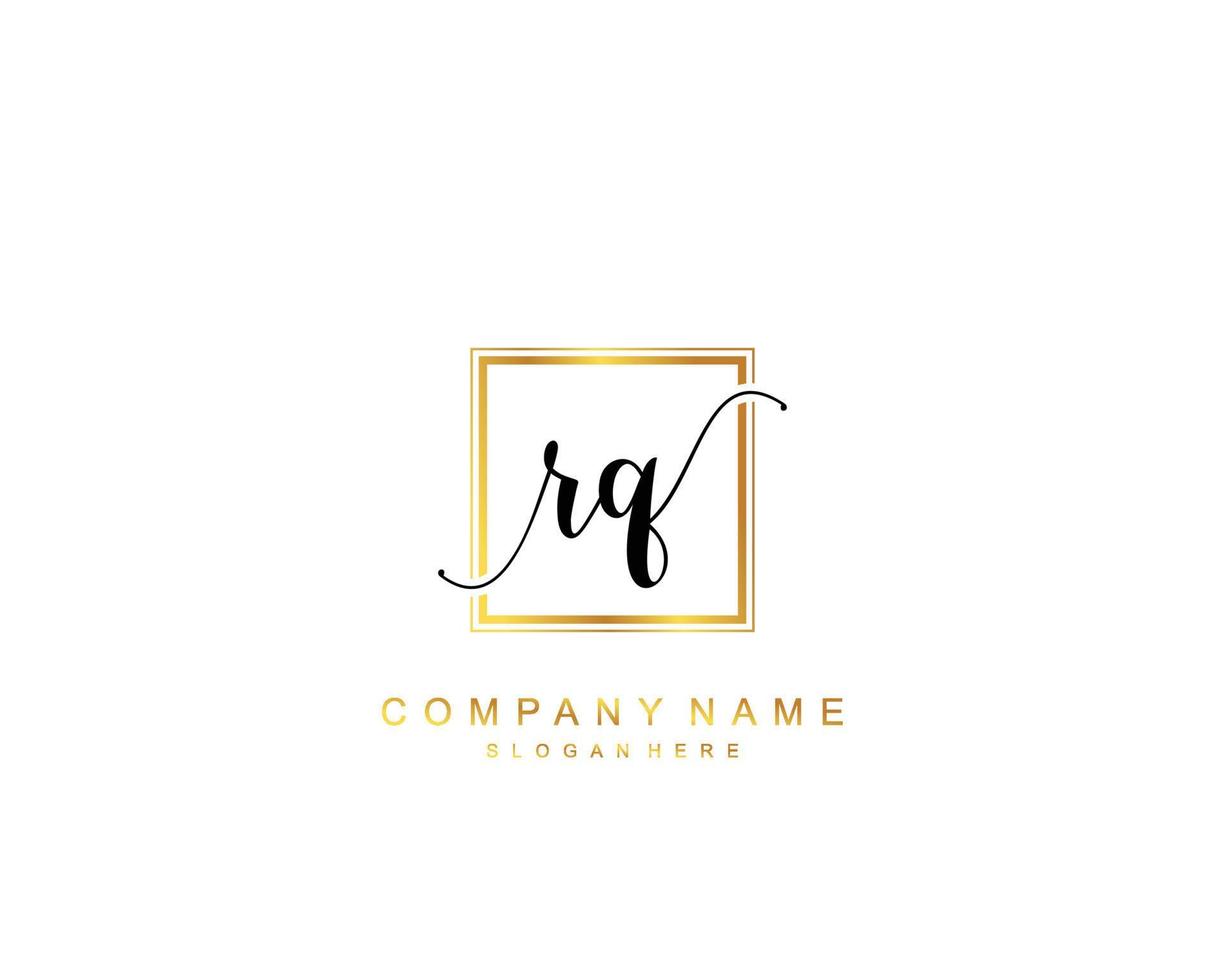 Initial RQ beauty monogram and elegant logo design, handwriting logo of initial signature, wedding, fashion, floral and botanical with creative template. vector