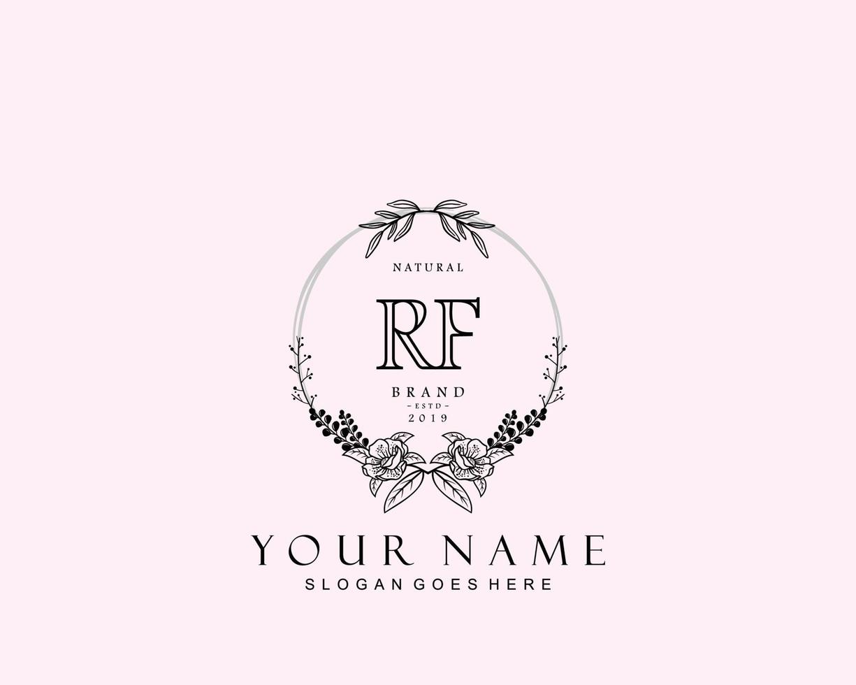 Initial RF beauty monogram and elegant logo design, handwriting logo of initial signature, wedding, fashion, floral and botanical with creative template. vector