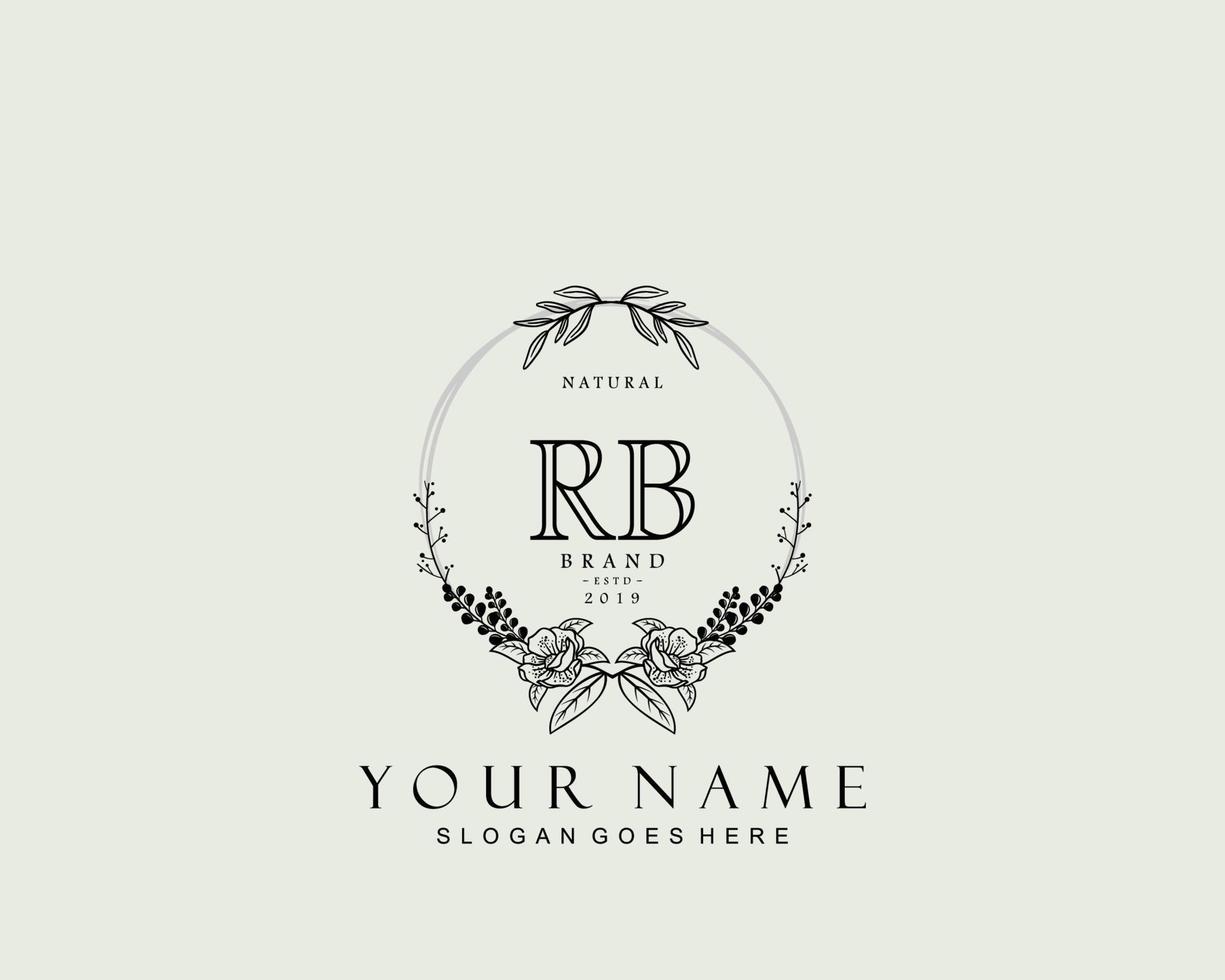 Initial RB beauty monogram and elegant logo design, handwriting logo of initial signature, wedding, fashion, floral and botanical with creative template. vector