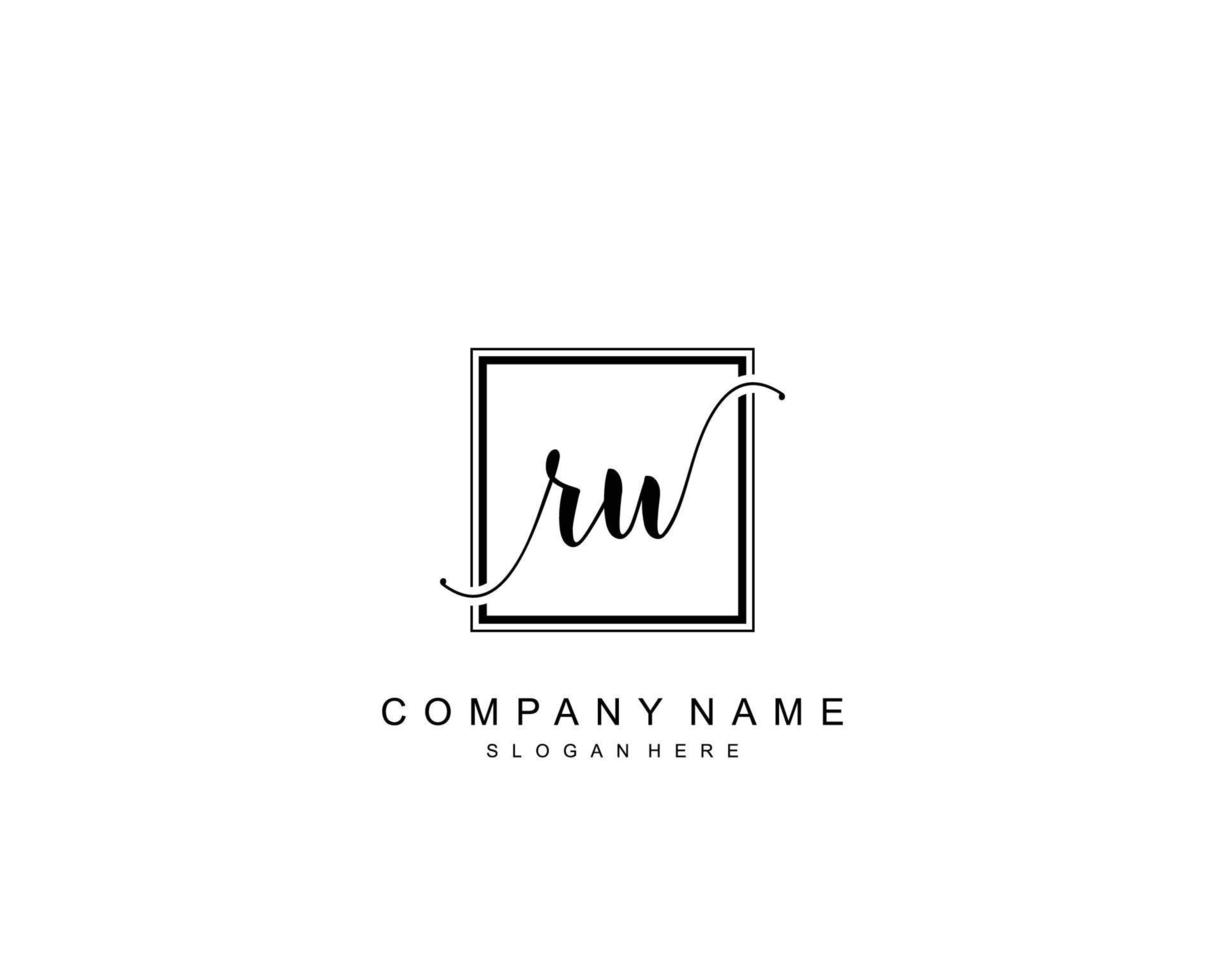 Initial RU beauty monogram and elegant logo design, handwriting logo of initial signature, wedding, fashion, floral and botanical with creative template. vector