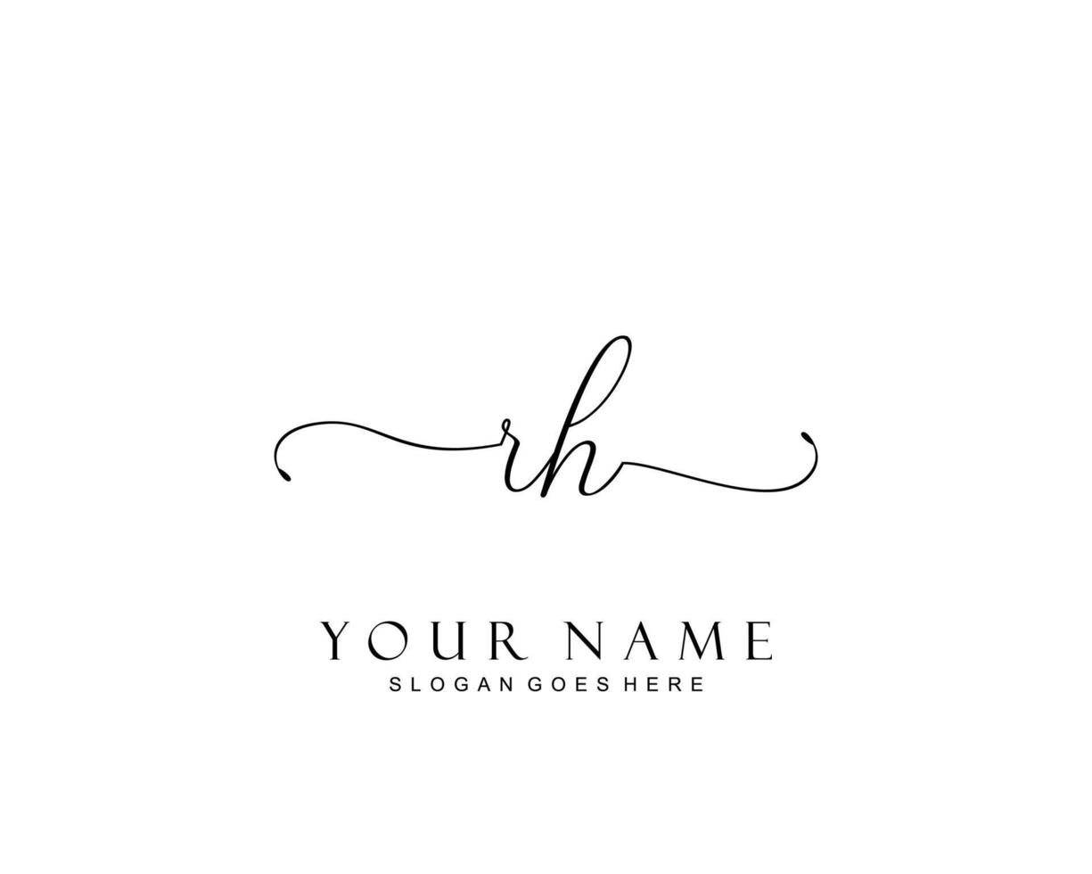 Initial RH beauty monogram and elegant logo design, handwriting logo of initial signature, wedding, fashion, floral and botanical with creative template. vector