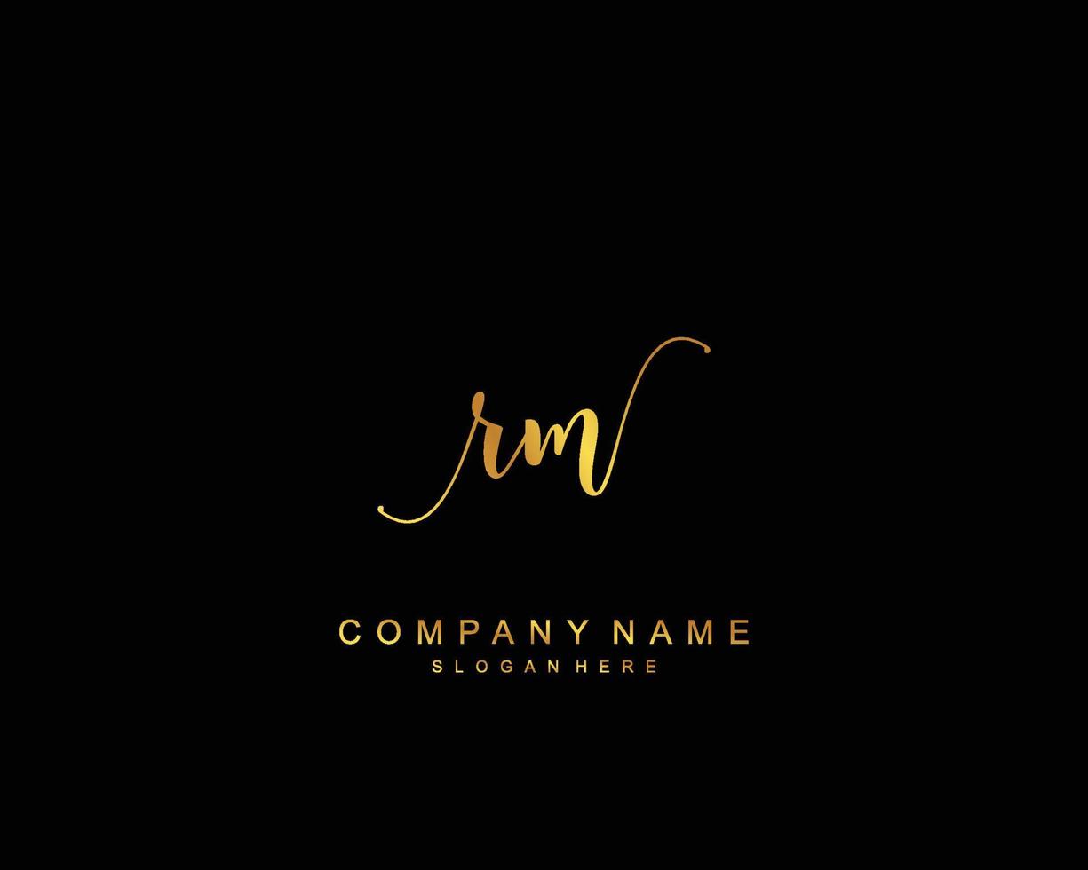 Initial RM beauty monogram and elegant logo design, handwriting logo of initial signature, wedding, fashion, floral and botanical with creative template. vector
