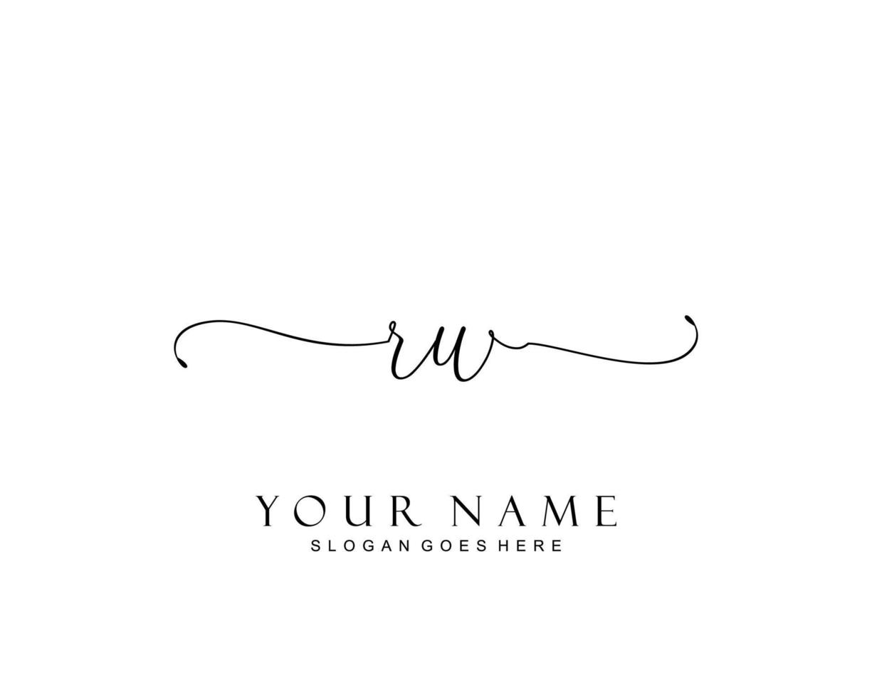 Initial RW beauty monogram and elegant logo design, handwriting logo of initial signature, wedding, fashion, floral and botanical with creative template. vector