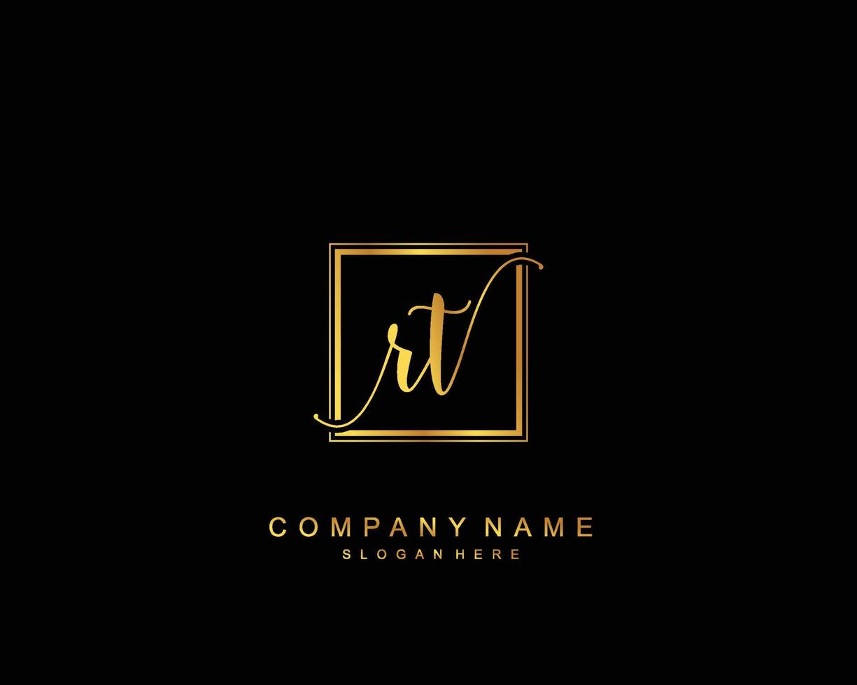 Initial RT beauty monogram and elegant logo design, handwriting logo of initial signature, wedding, fashion, floral and botanical with creative template. vector