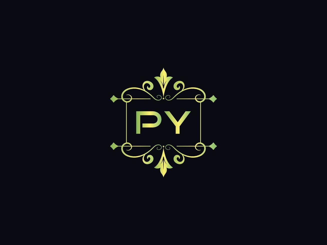 logotipo de lujo monogram py, diseño de logotipo de letra minimal py vector