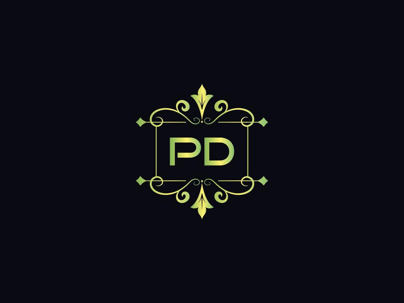 logotipo de lujo monogram pd, diseño de logotipo de letra pd mínimo vector