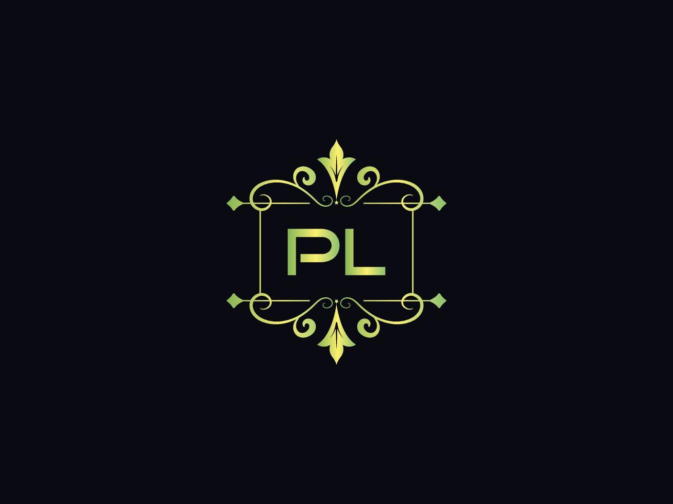 Monogram Pl Luxury Logo, Minimal Pl Letter Logo Design vector