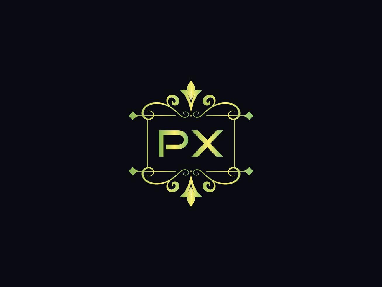 logotipo de lujo monograma px, diseño de logotipo de letra px mínimo vector