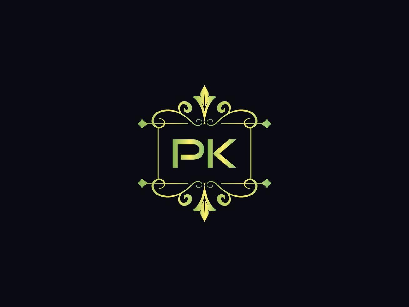 Monogram Pk Luxury Logo, Minimal Pk Letter Logo Design vector