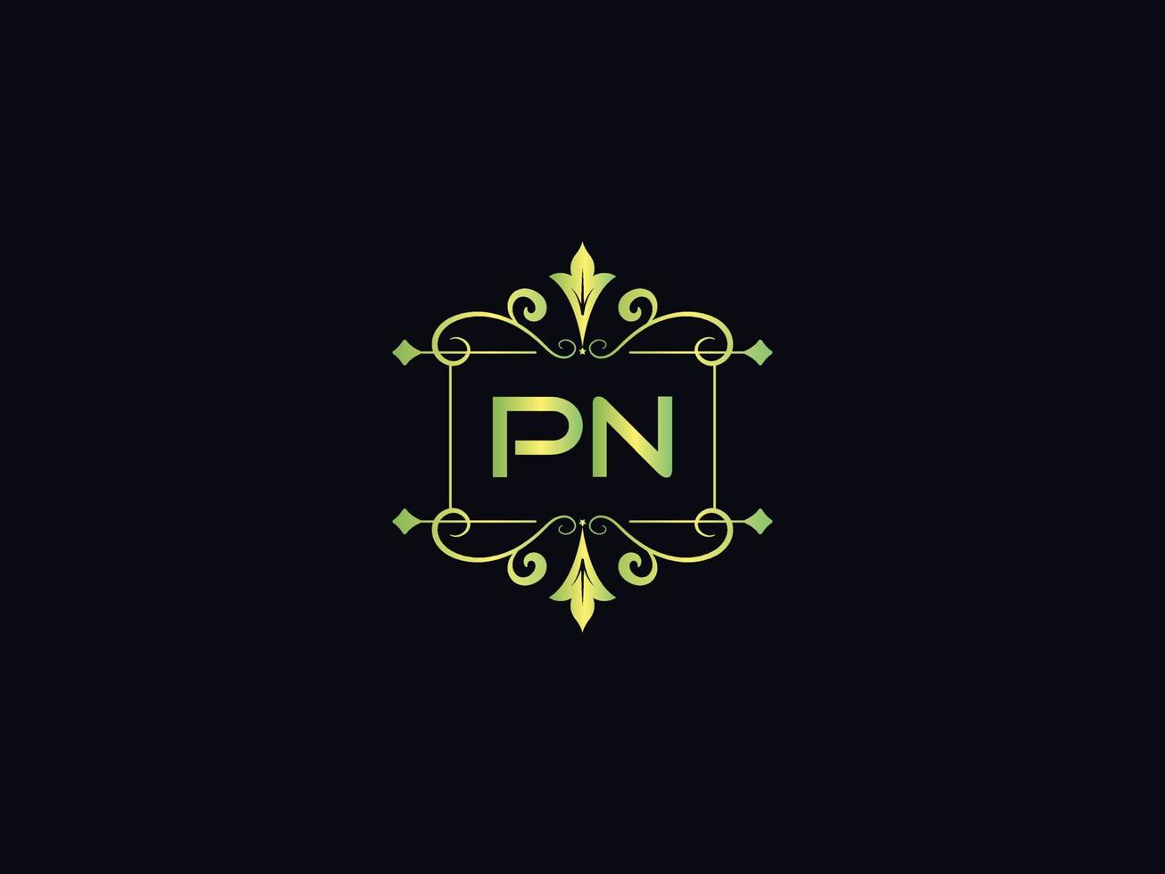 Monogram Pn Luxury Logo, Minimal PN Letter Logo Design vector