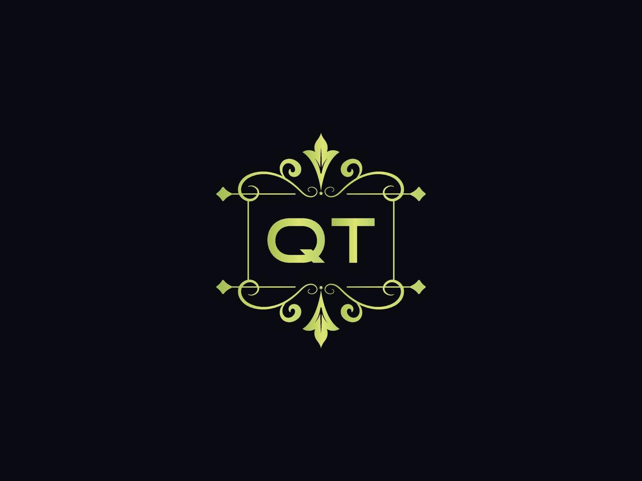 icono de logotipo qt moderno, hermoso logotipo de letra de lujo qt vector