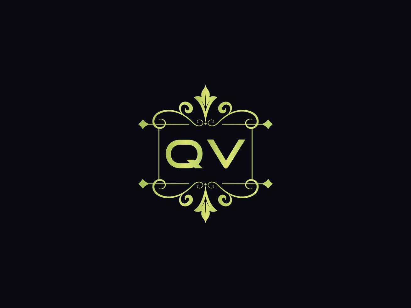 Modern Qv Logo Icon, Beautiful QV Luxury Letter Logo vector