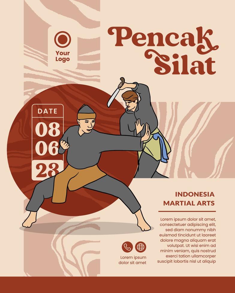 fondo de ilustración de arte marcial pencak silat indonesio para evento turístico vector