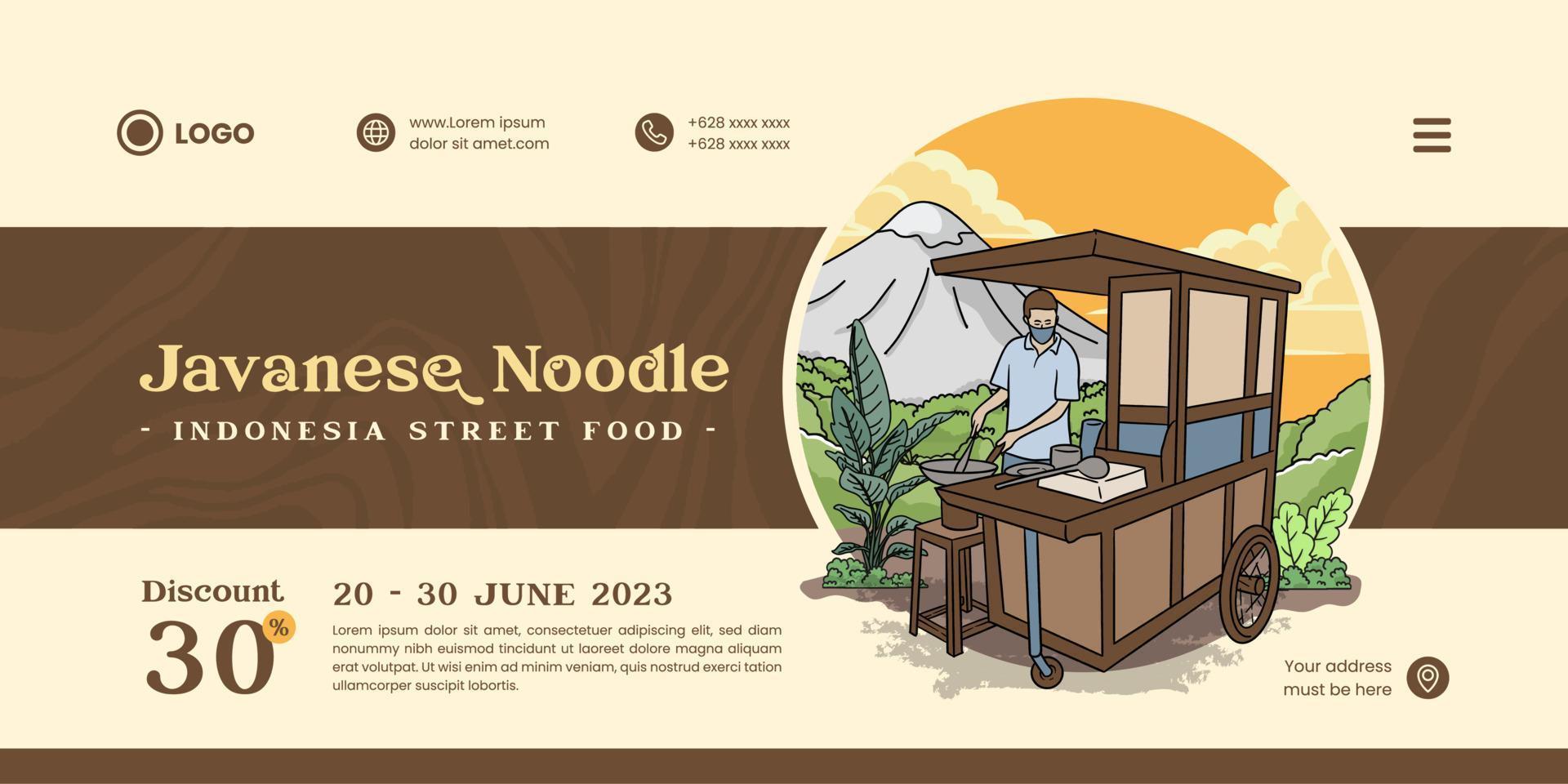 Javanese noodle illustration for UI landing page template vector