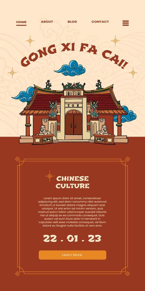 edificio religioso en rembang java central ilustración dibujada a mano. edificio de la religión indonesia del monasterio de cu an kiong para historias en las redes sociales vector