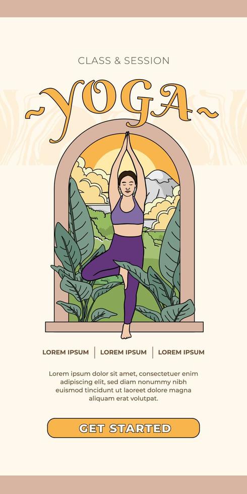 Yoga class and Session Illustration for social media post vector