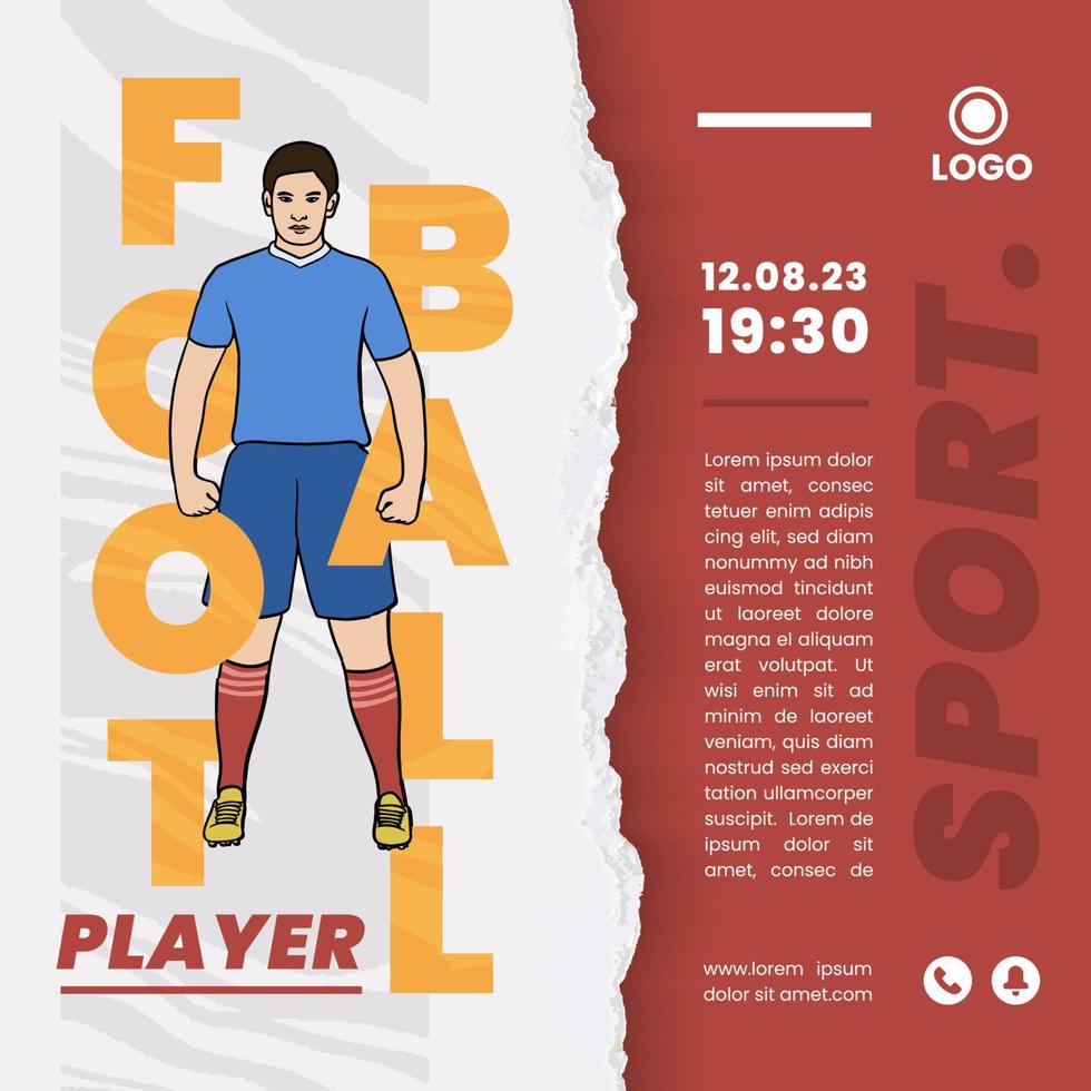 Indonesian Football player hand drawn illustration for social media post vector