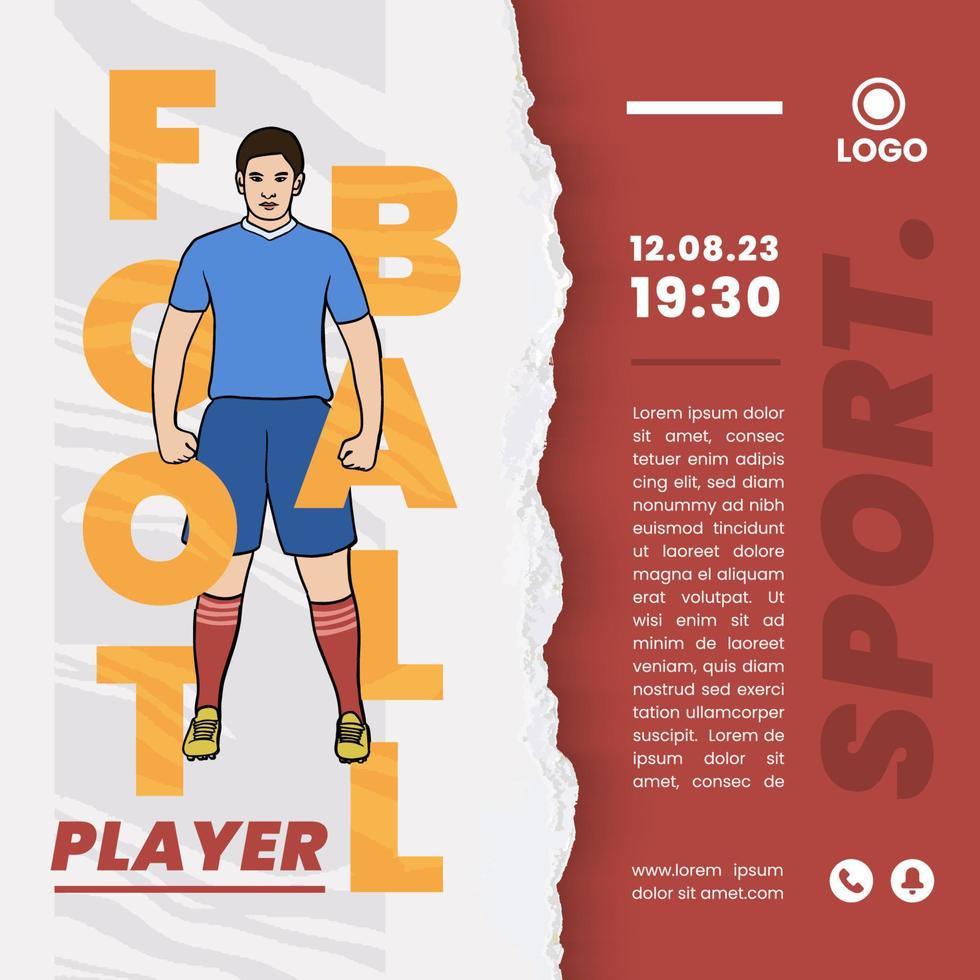 ilustración dibujada a mano de jugador de fútbol indonesio para publicación en redes sociales vector