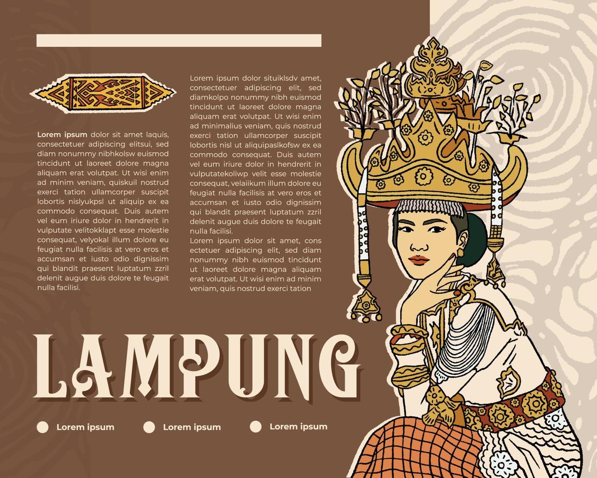 libro de diseño con boda indonesia siger pepadun de lampung sumatera vector