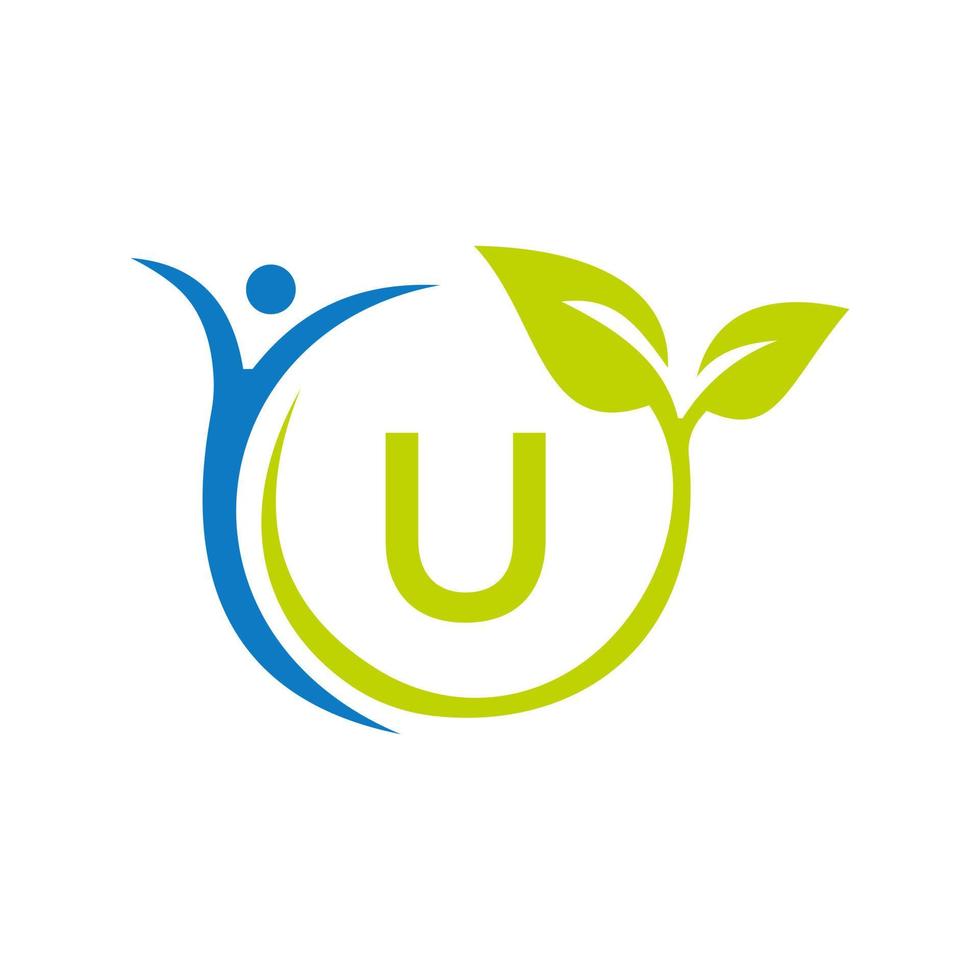 Letter U Health Care Logo Design. Medical Logo Template.  Fitness and Human Health Logo vector