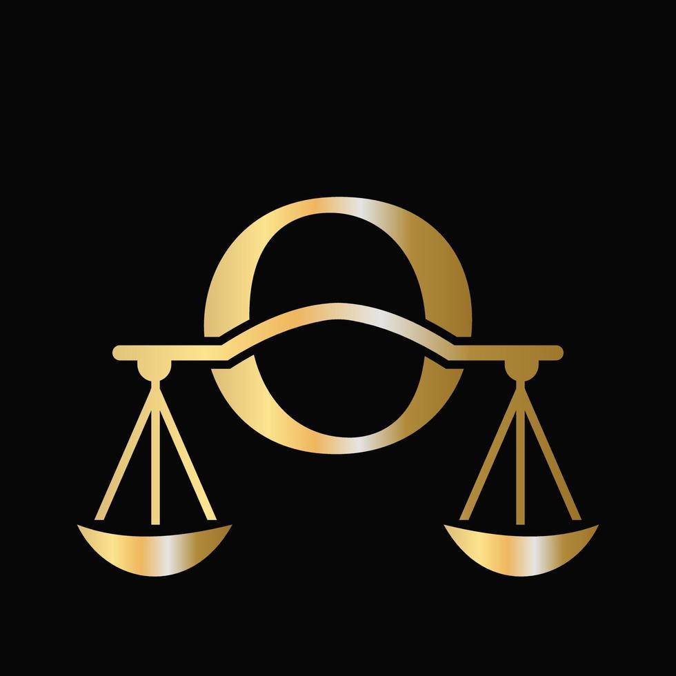 Letter O Scale Attorney Law Logo Design. Initial Pillar, Law firm, Attorney Sign Design vector