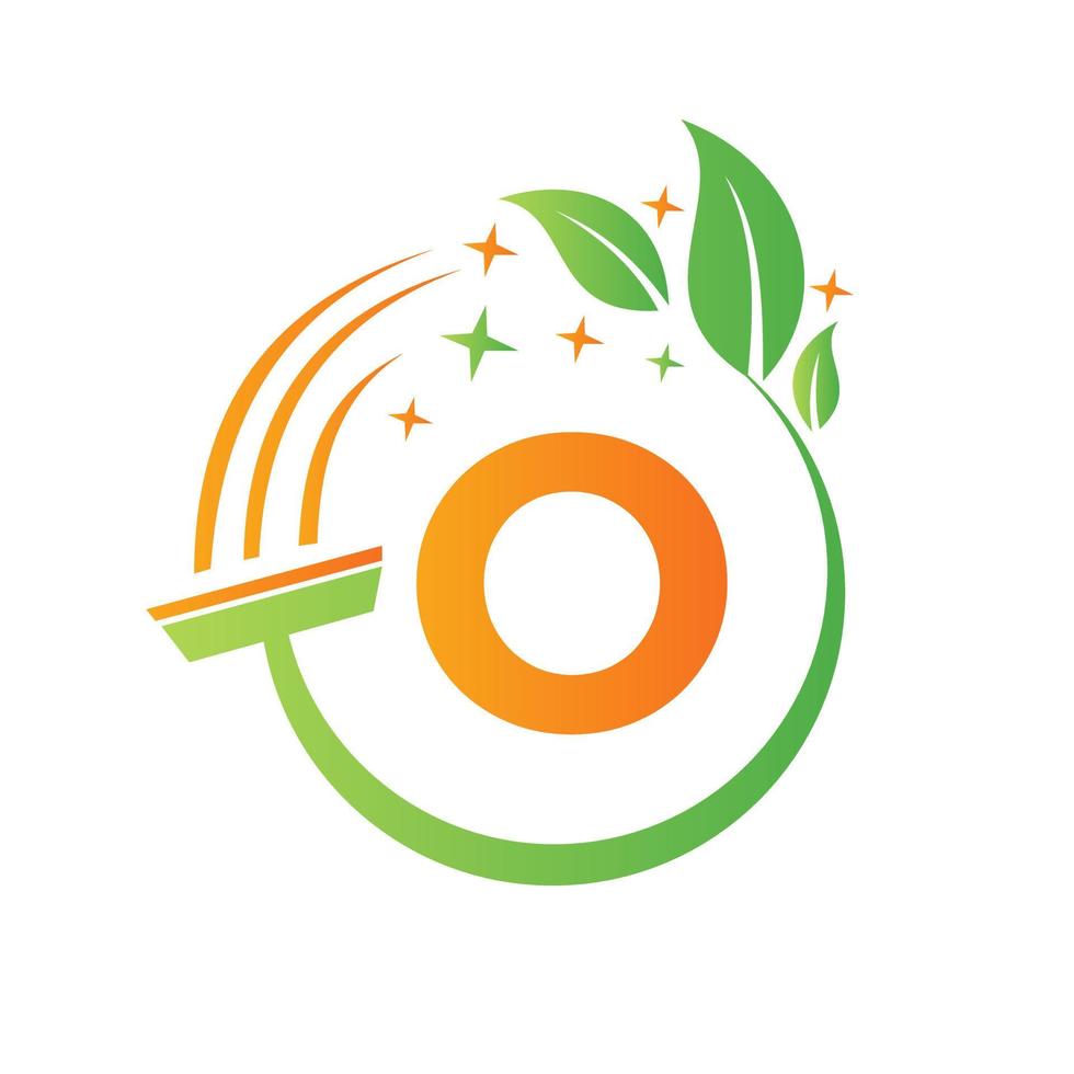 Maid Logo On Letter O Concept With Clean Brush Icon vector