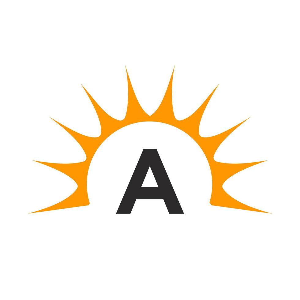 Sun and Letter A Concept vector
