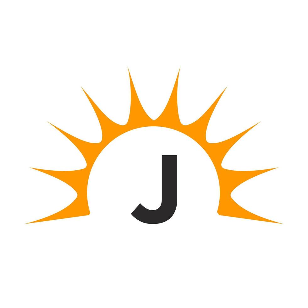 concepto de sol y letra j vector
