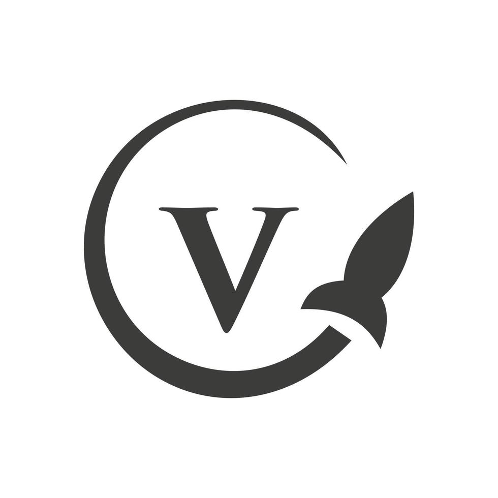 plantilla de vector de logotipo de viaje de letra v