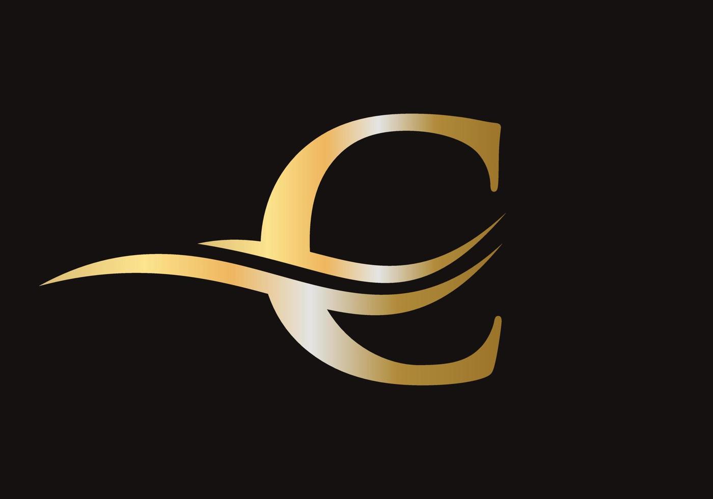 diseño de signo de logotipo de letra c con concepto de onda de agua vector