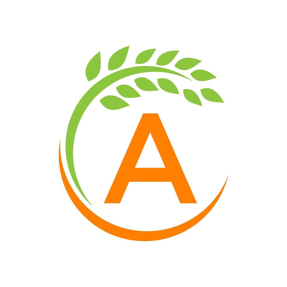 logotipo de agricultura en un concepto de carta. agricultura y agricultura pastos, leche, logotipo de granero vector