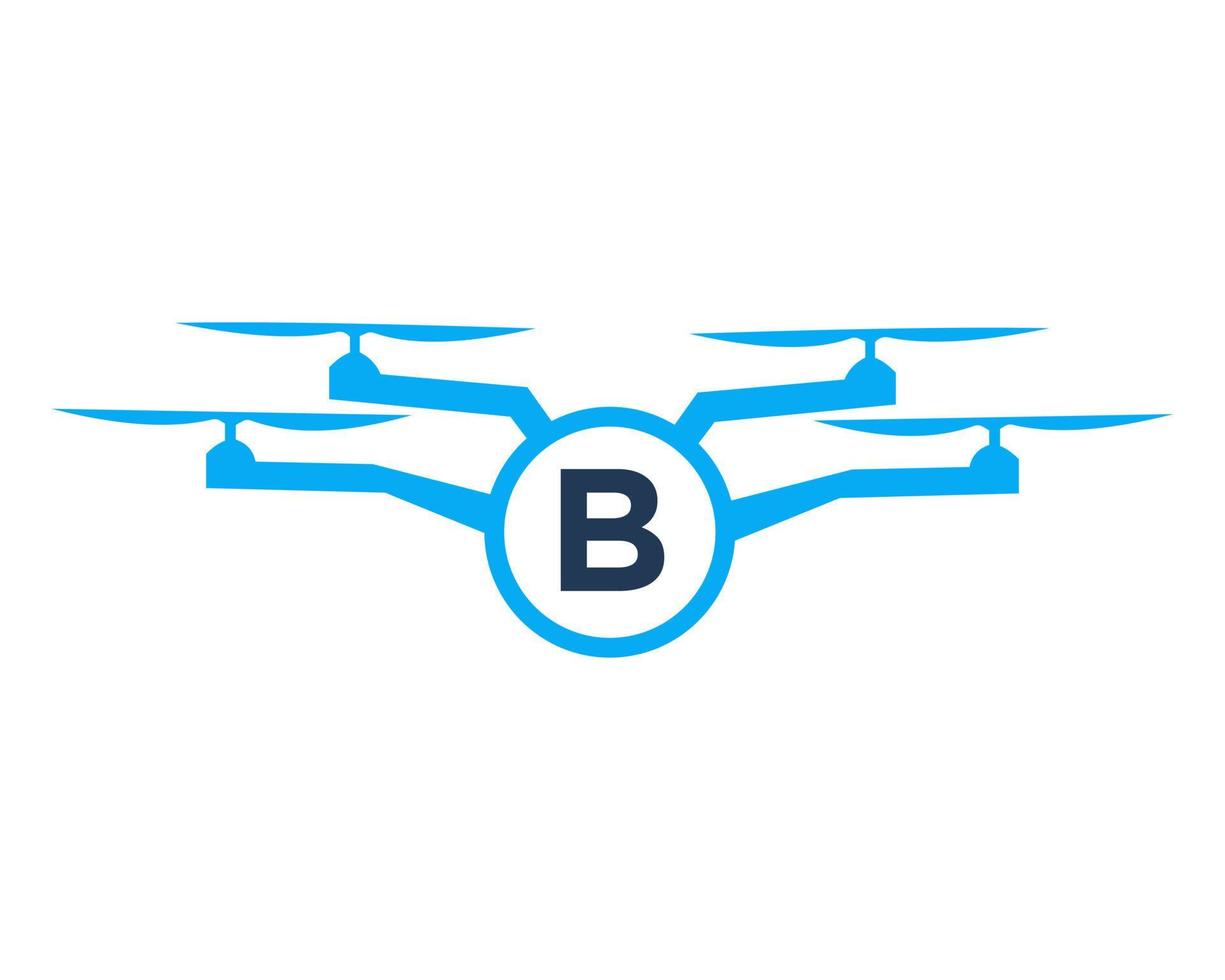 Drone Logo Design On Letter B Concept. Photography Drone Vector Template