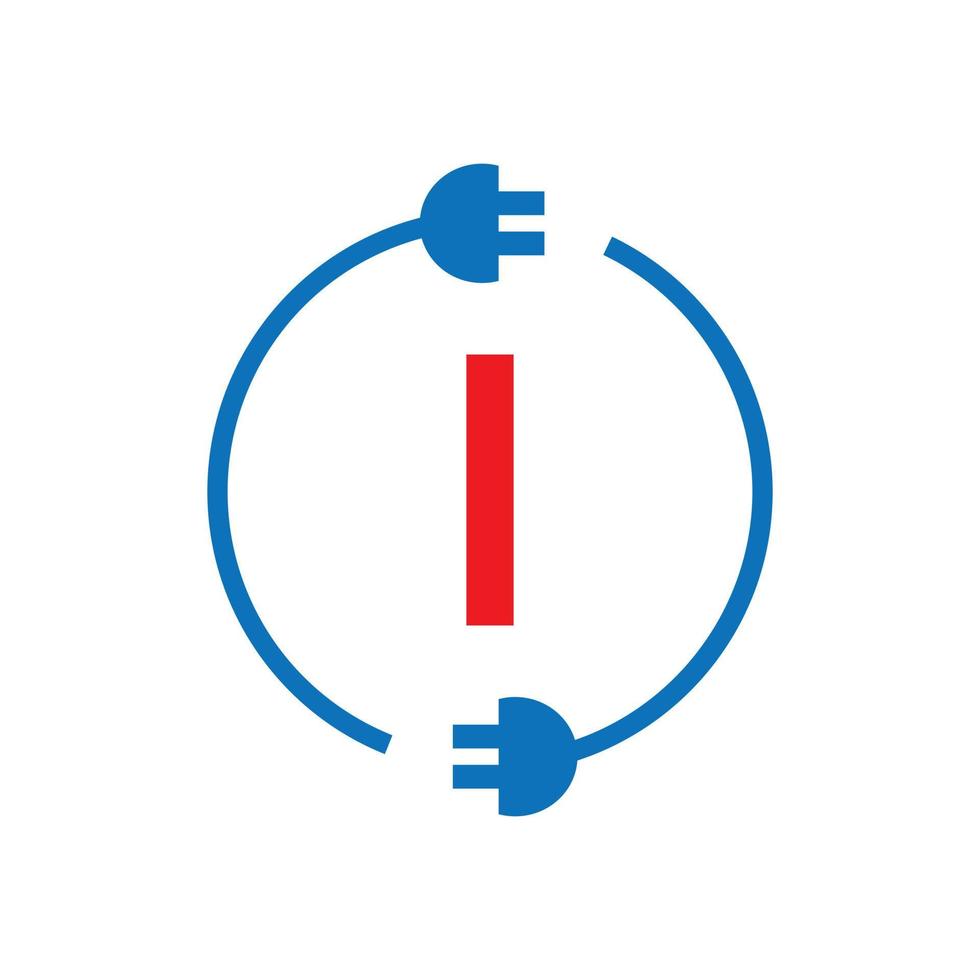 logotipo de la electricidad de la letra i del rayo. eléctrico industrial, signo de potencia cerrojo eléctrico vector