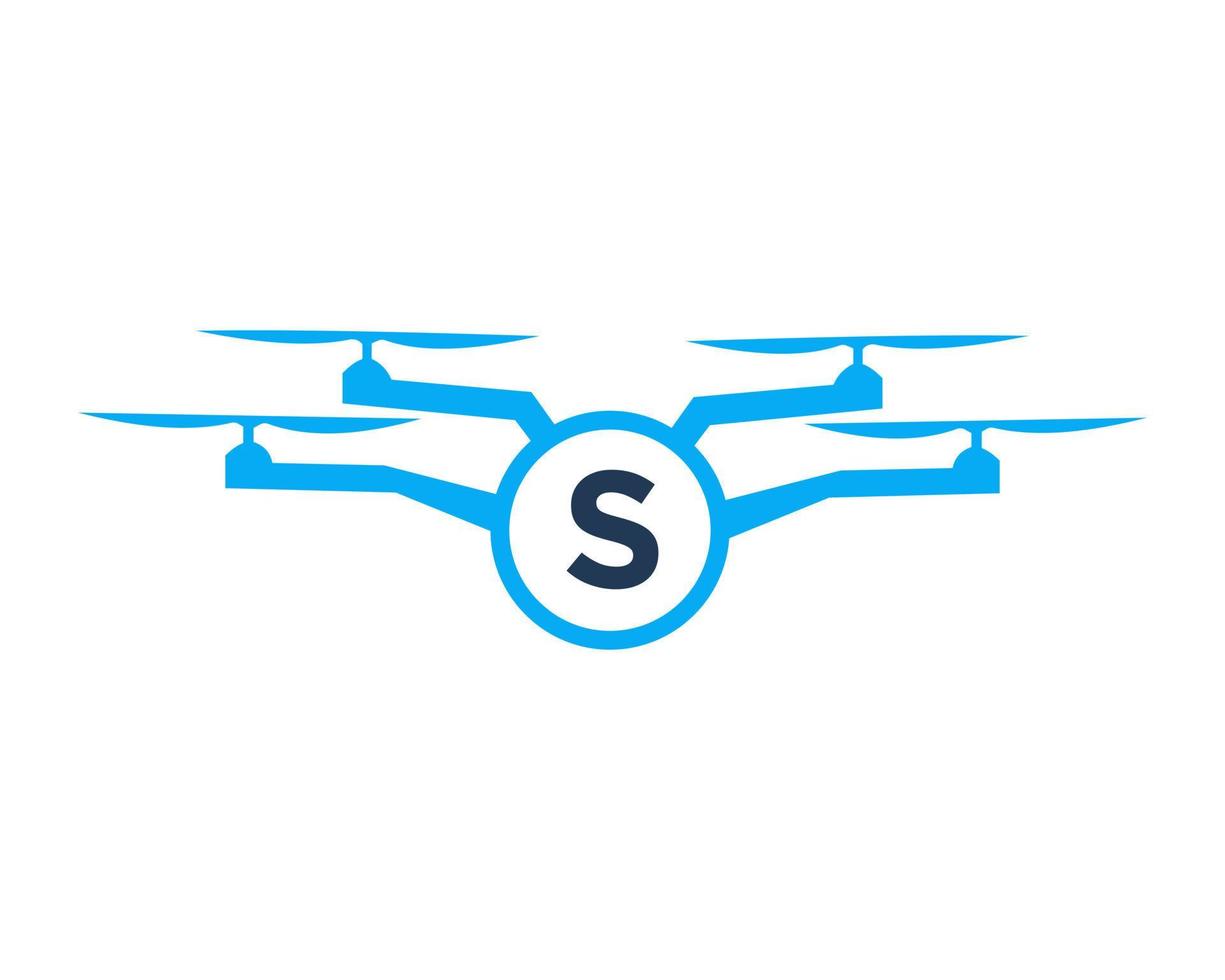 diseño de logotipo de drones en concepto de letra s. plantilla de vector de drone de fotografía