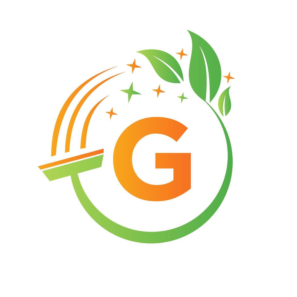 Maid Logo On Letter G Concept With Clean Brush Icon vector
