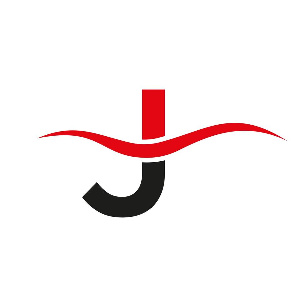 Letter J Logo Sign Design Water Wave Concept vector