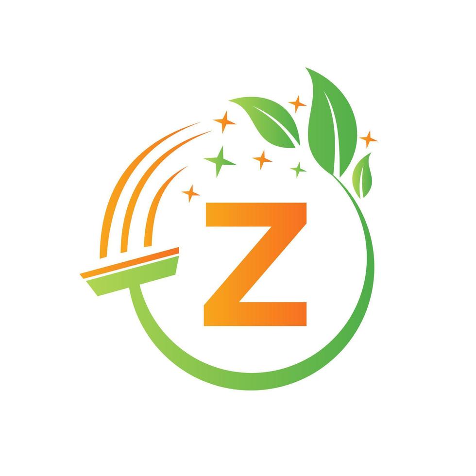 logotipo de mucama en concepto de letra z con icono de pincel limpio vector