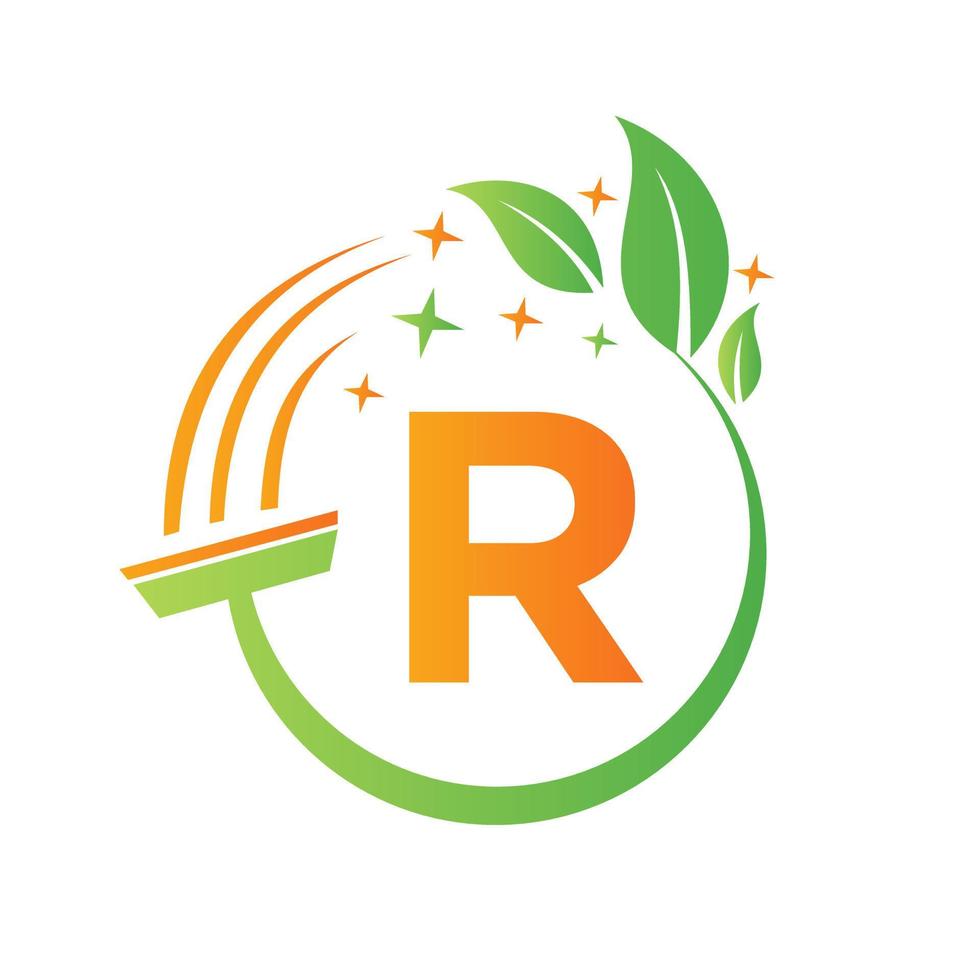 Maid Logo On Letter R Concept With Clean Brush Icon vector